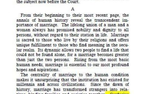 美国联邦最高法院引用孔子名言裁定同性婚姻符合宪法