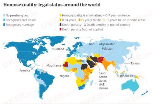 英国已同性恋合法50年 仍有72个国家视其为犯罪